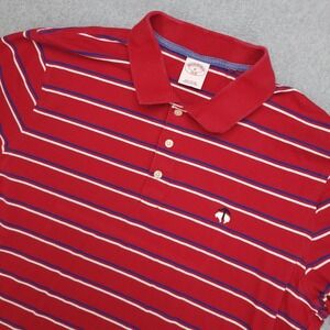 Brooks Brothers Polo Shirt Mens XL Red Blue Stripe 1818 Cotton Casual Golf
